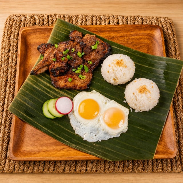 GRILLED PORKCHOP SILOG.